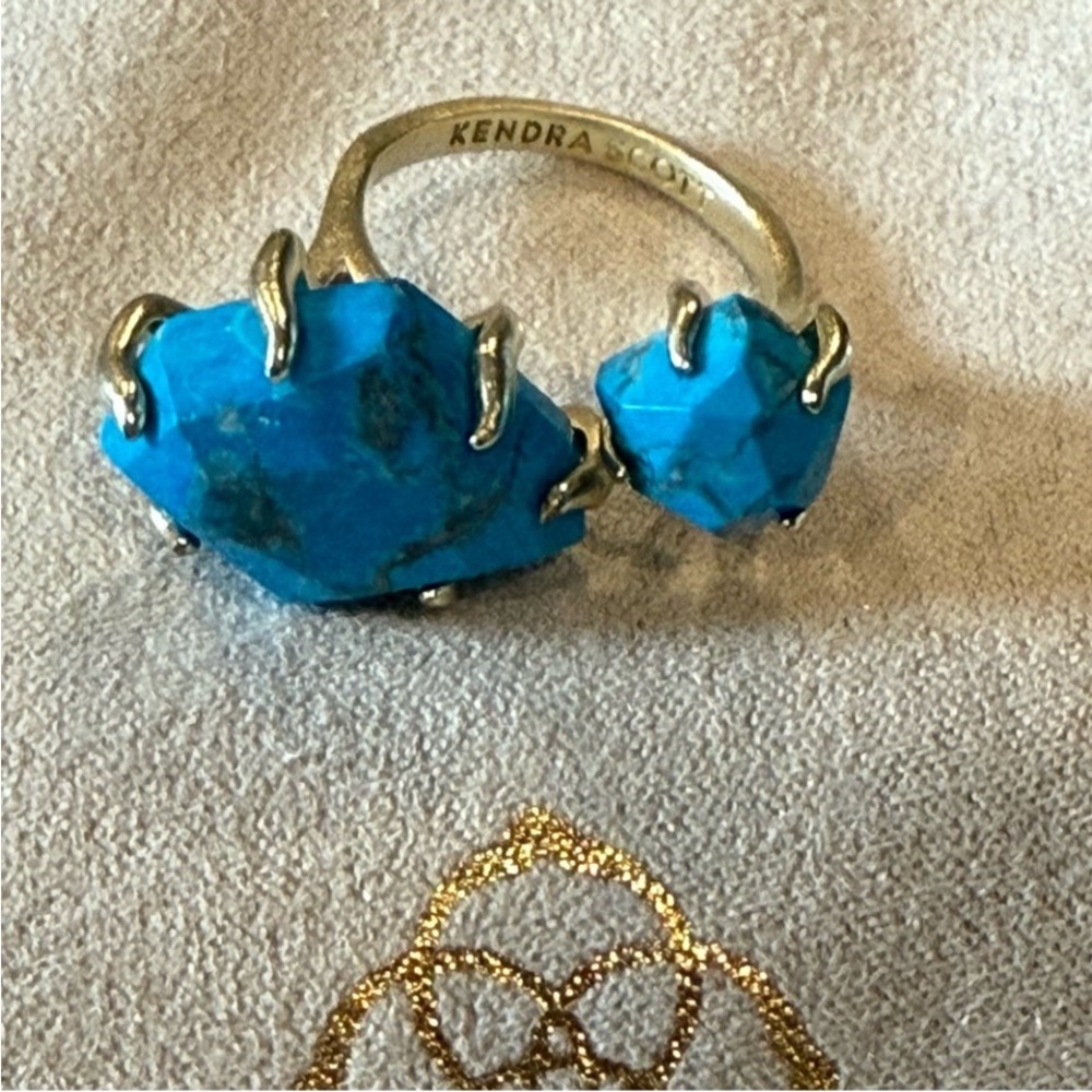 Kendra Scott Gold Kayla Ring with Howlite Turquiose-Discounted Shipping - Picture 5 of 6